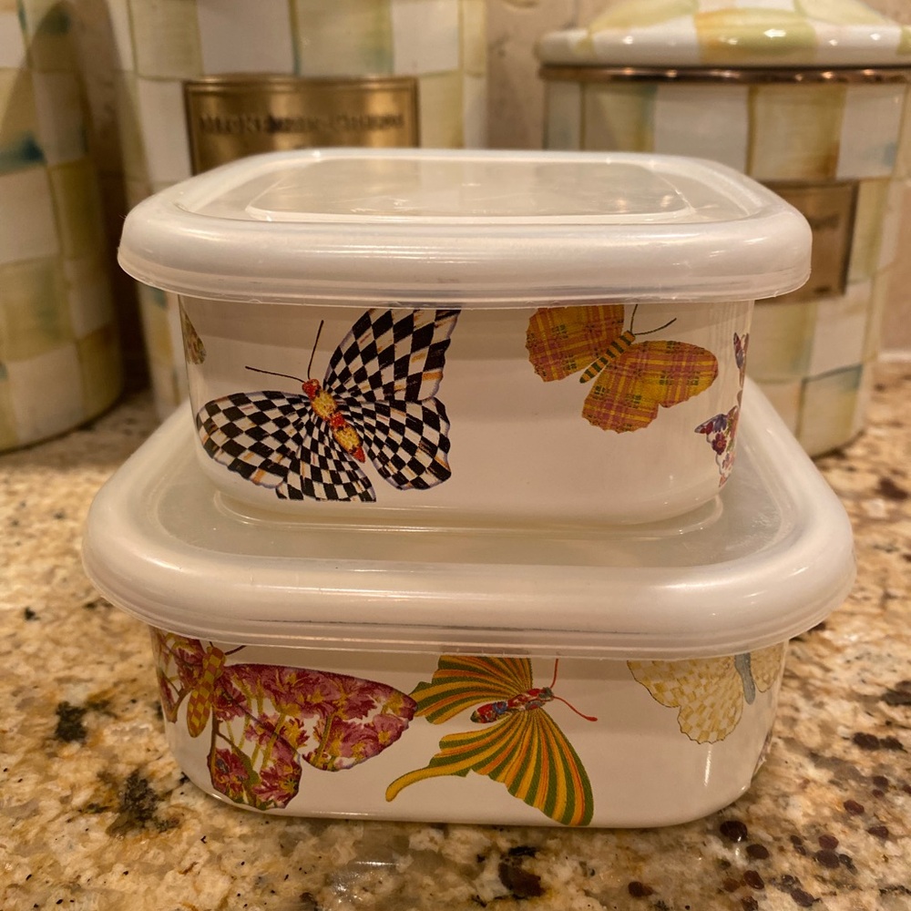 Mackenzie-Childs Butterfly Garden Food Storage Containers Very Rare Hard To Find